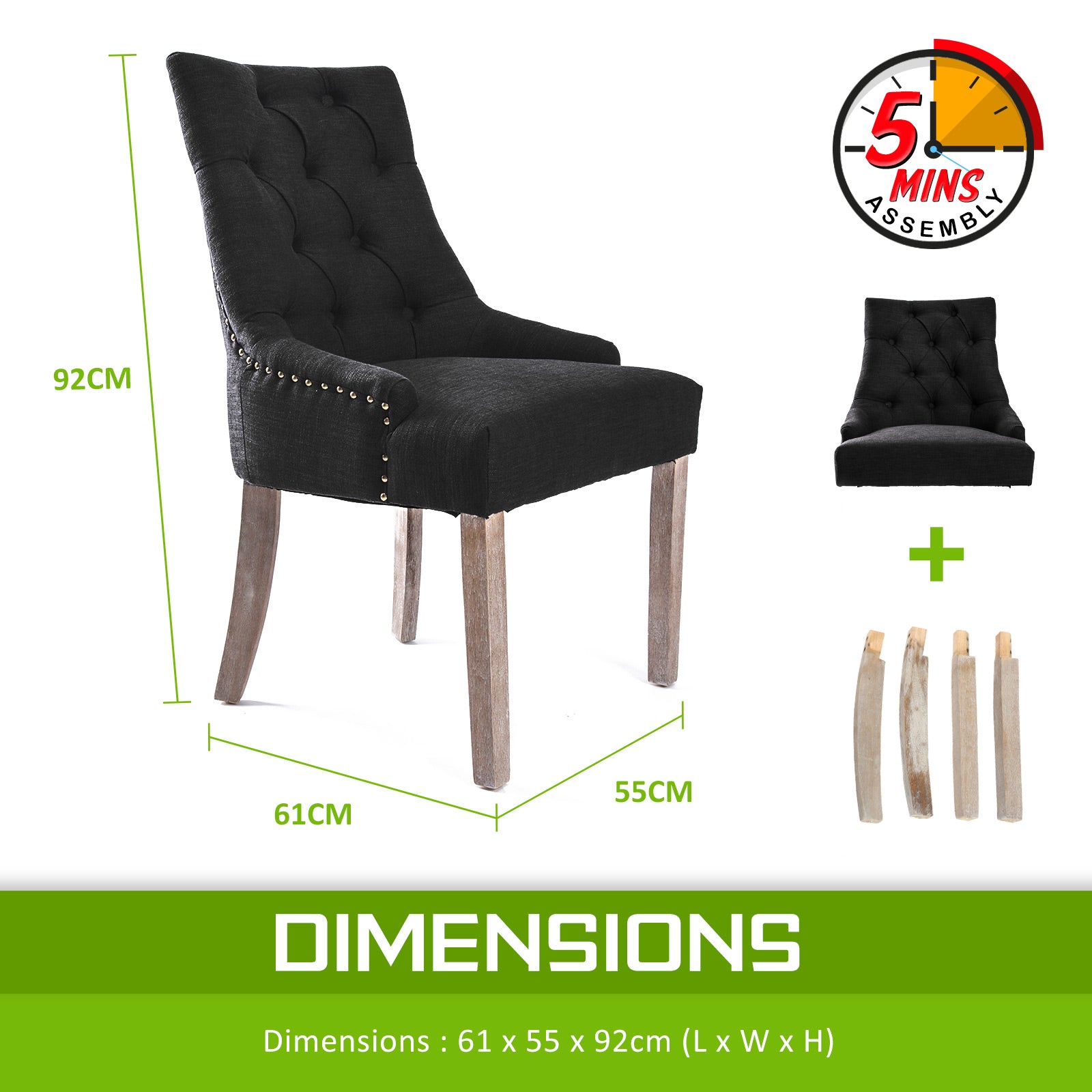 Buy Dining Chair French Provincial Amour Oak Leg Black Online Australia at BargainTown