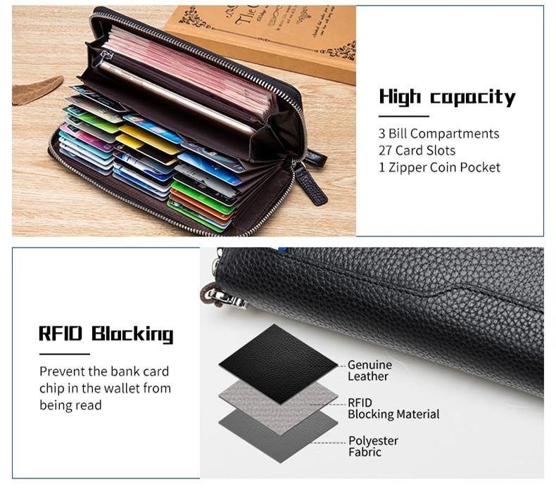 Buy Men's Genuine leather RFID Blocking Wallet Organizer Online Australia at BargainTown