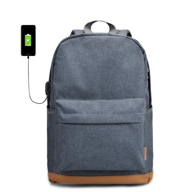 Buy Casual Canvas Softback Backpack With USB Charging Port Online Australia at BargainTown