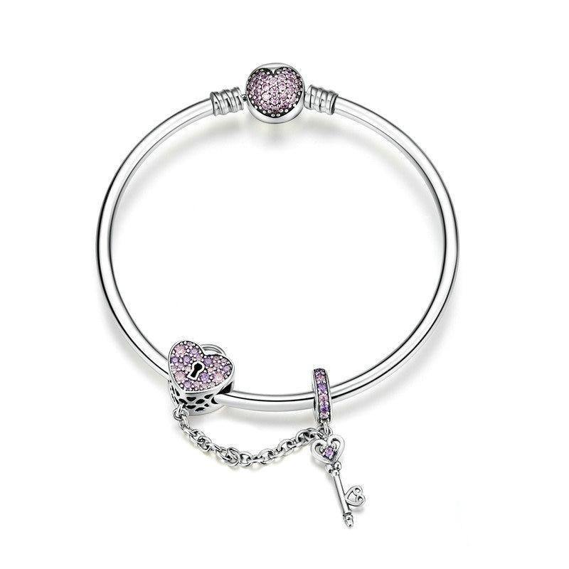 Buy Key to My Hear Sterling Silver Purple Zircon Bracelet Online Australia at BargainTown