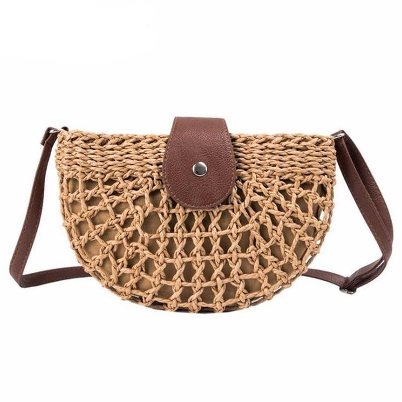 Half moon outlet straw crossbody bag