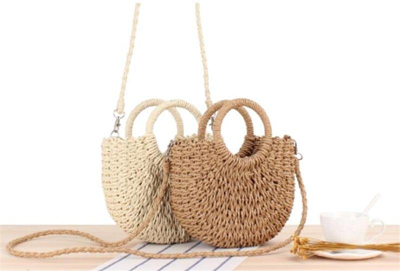 Buy Handmade Bohemian Half-Moon Straw Shoulder Bag Online Australia at BargainTown
