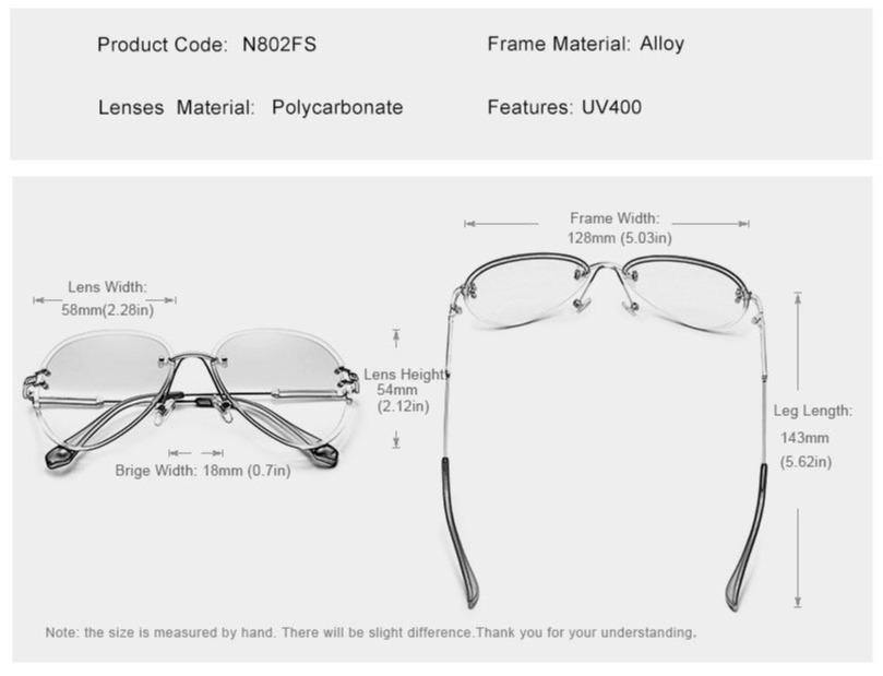 Buy Vintage Rimless Gradient Lens Women's Polarized Sunglasses Online Australia at BargainTown