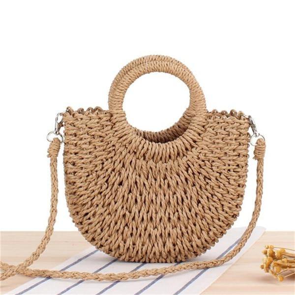 Buy Handmade Bohemian Half-Moon Straw Shoulder Bag Online Australia at BargainTown