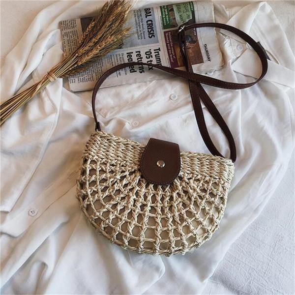 Buy Boho Handmade Half Moon Straw Cross Body Bag Online Australia at BargainTown