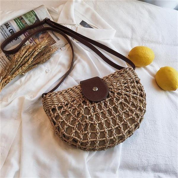 Buy Boho Handmade Half Moon Straw Cross Body Bag Online Australia at BargainTown