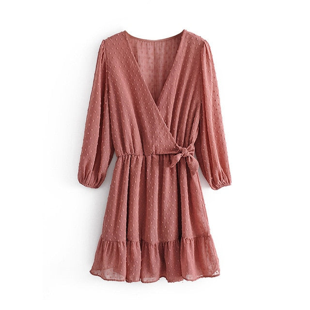 Buy Lace Chiffon Three Quarter Sleeve Boho Mini Dress Online Australia at BargainTown