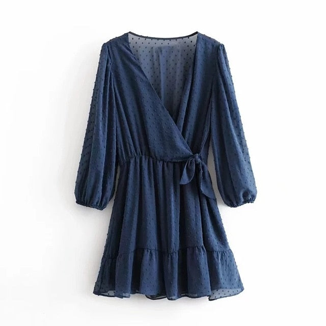 Buy Lace Chiffon Three Quarter Sleeve Boho Mini Dress Online Australia at BargainTown