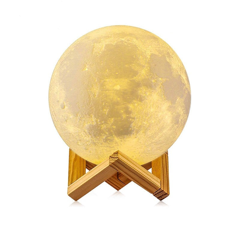 Buy LED Moon Lamp Night Light 3D Print USB Rechargeable Online Australia at BargainTown