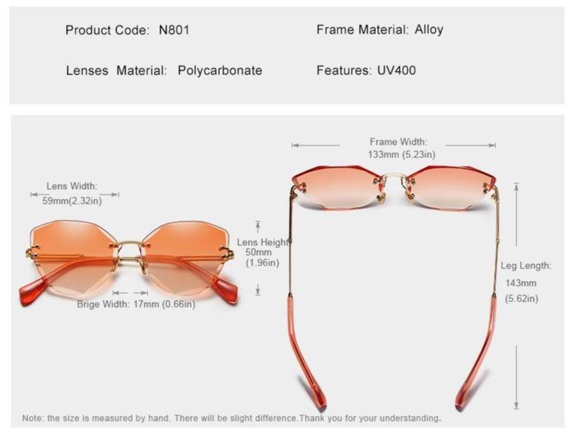 Buy Rimless Vintage Gradient Lens Women's Sunglasses Online Australia at BargainTown