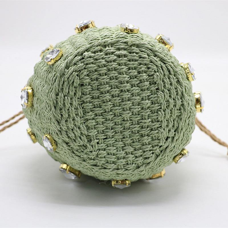 Buy Handmade Rhinestone Drawstring Straw Top Handle Bucket Tote Online Australia at BargainTown