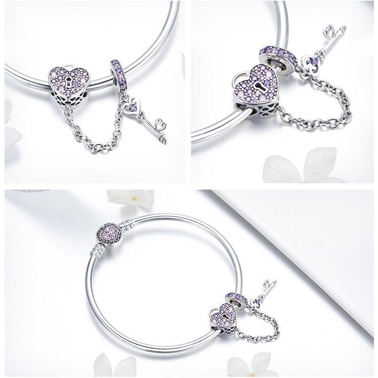 Buy Key to My Hear Sterling Silver Purple Zircon Bracelet Online Australia at BargainTown