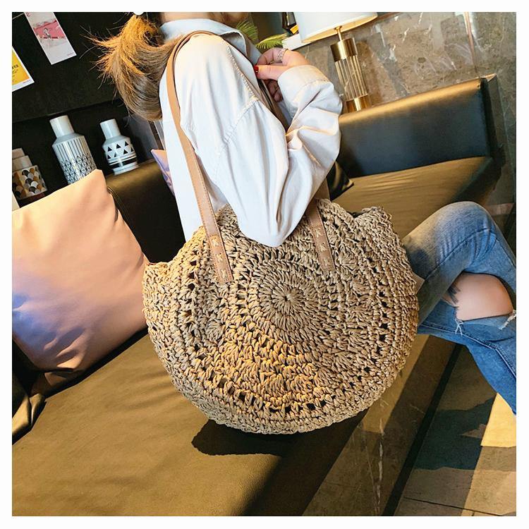 Buy Boho Handmade Round Straw Tote Shoulder Bag Online Australia at BargainTown