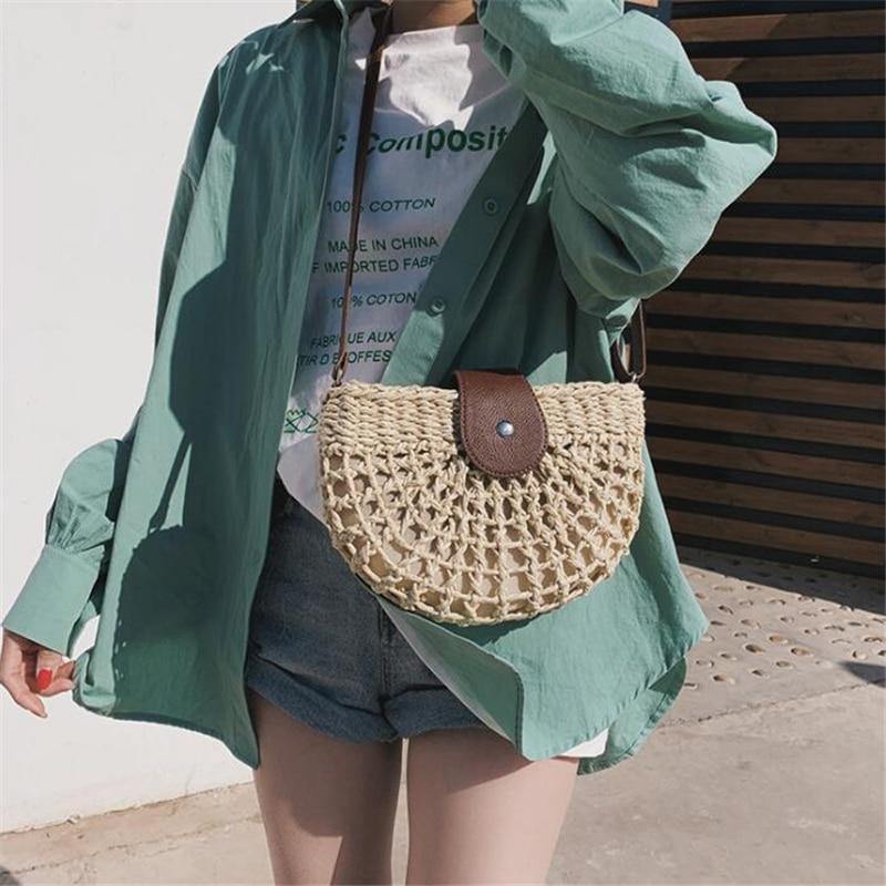 Buy Boho Handmade Half Moon Straw Cross Body Bag Online Australia at BargainTown