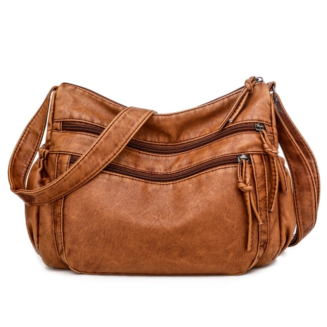 Buy Vintage PU Leather Messenger Shoulder Bag Multi-Pockets Online Australia at BargainTown