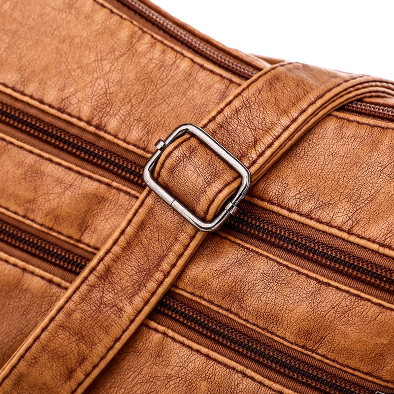 Buy Vintage PU Leather Messenger Shoulder Bag Multi-Pockets Online Australia at BargainTown