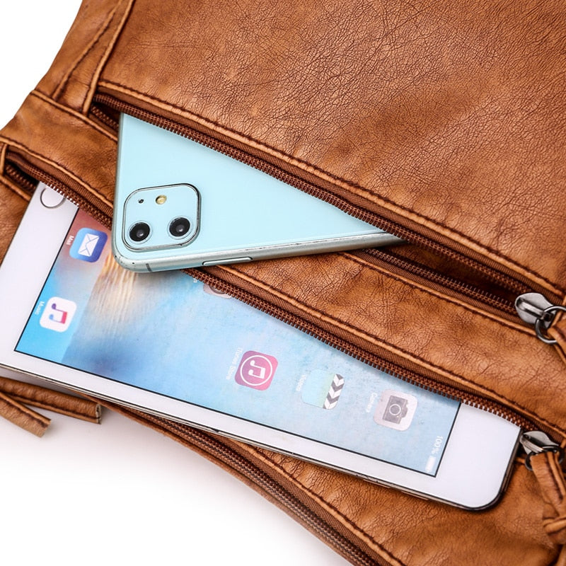 Buy Vintage PU Leather Messenger Shoulder Bag Multi-Pockets Online Australia at BargainTown