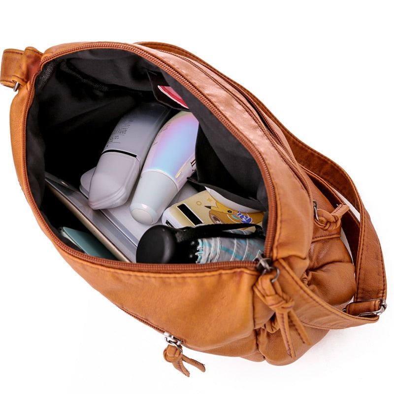 Buy Vintage PU Leather Messenger Shoulder Bag Multi-Pockets Online Australia at BargainTown