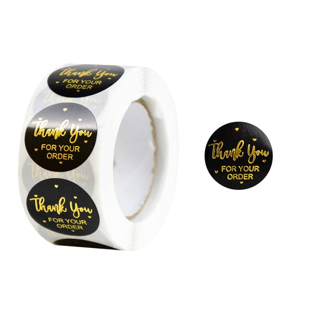 Thank You For Your Order Stickers 500pcs/Roll Black