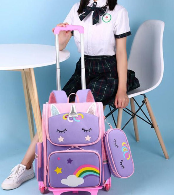 Buy Kids Wheeled Trolley Backpacks Rainbow/Astronaut Online Australia at BargainTown