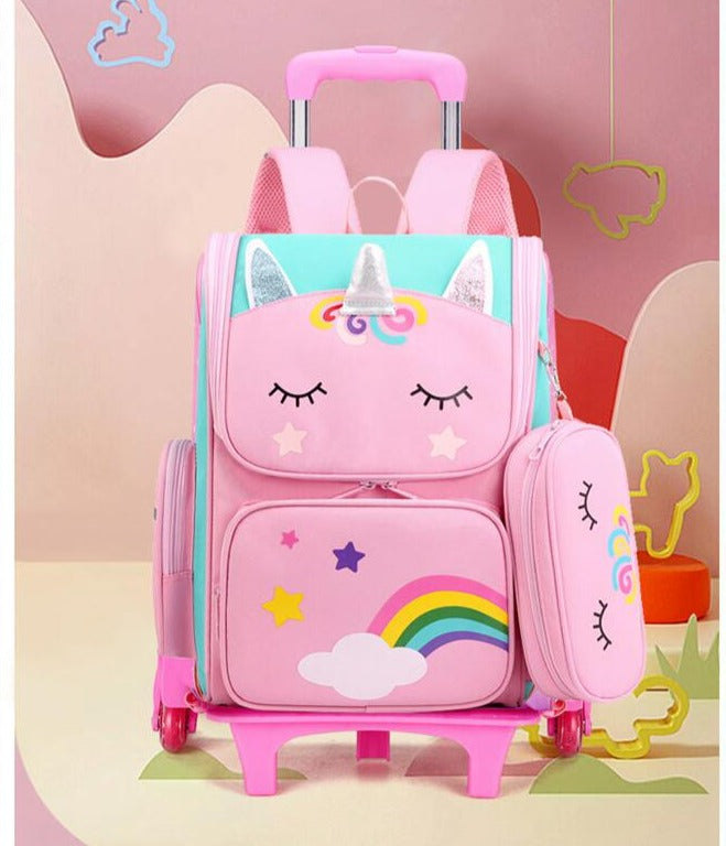 Buy Kids Wheeled Trolley Backpacks Rainbow/Astronaut Online Australia at BargainTown