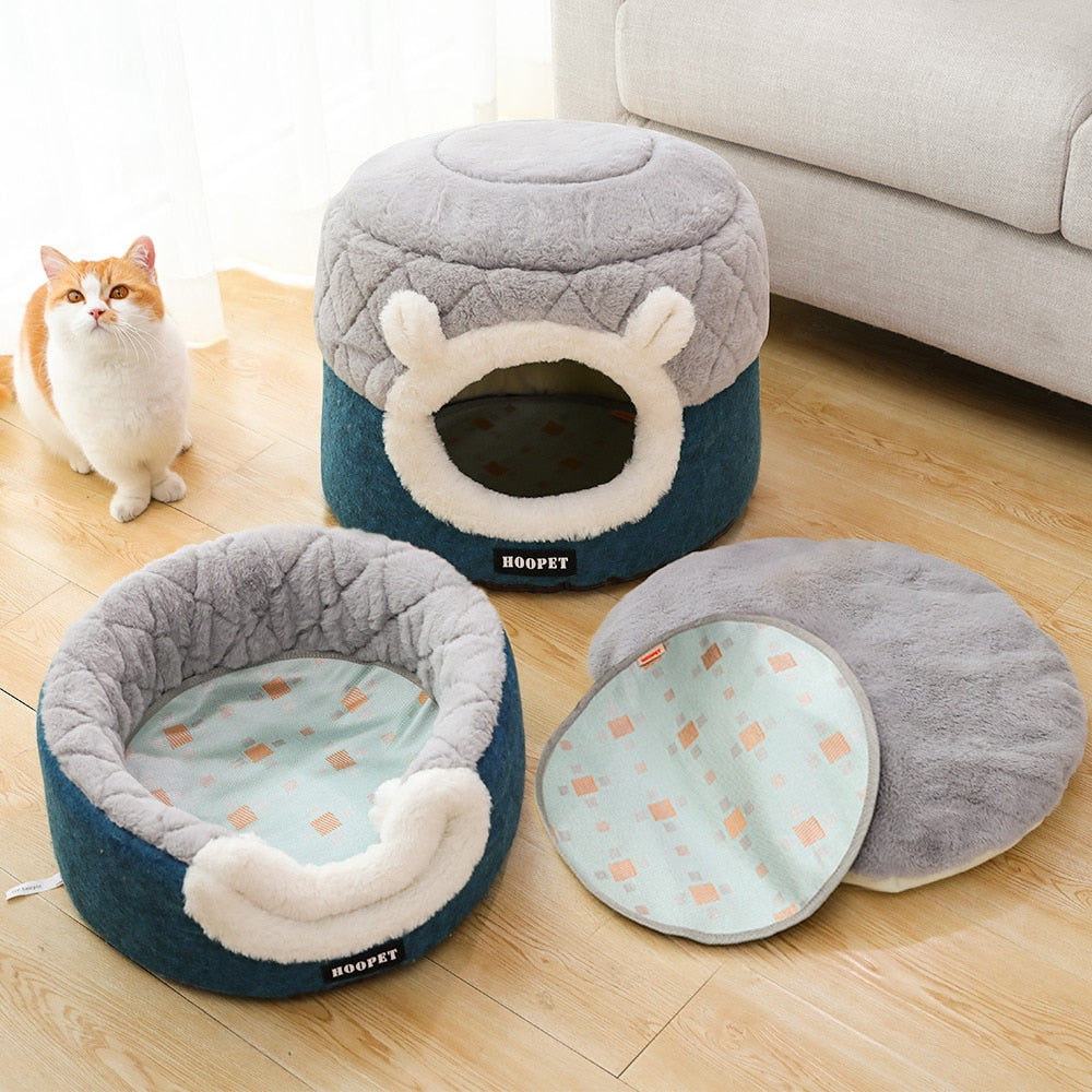 Buy Fluffy Ears Comfy Convertible Cat Cave With Cooling Mat Online Australia at BargainTown