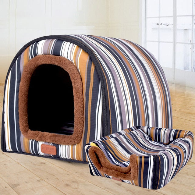 Buy 2 In 1 Comfy Folding Pet House Cat Cave/Puppy Bed Online Australia at BargainTown