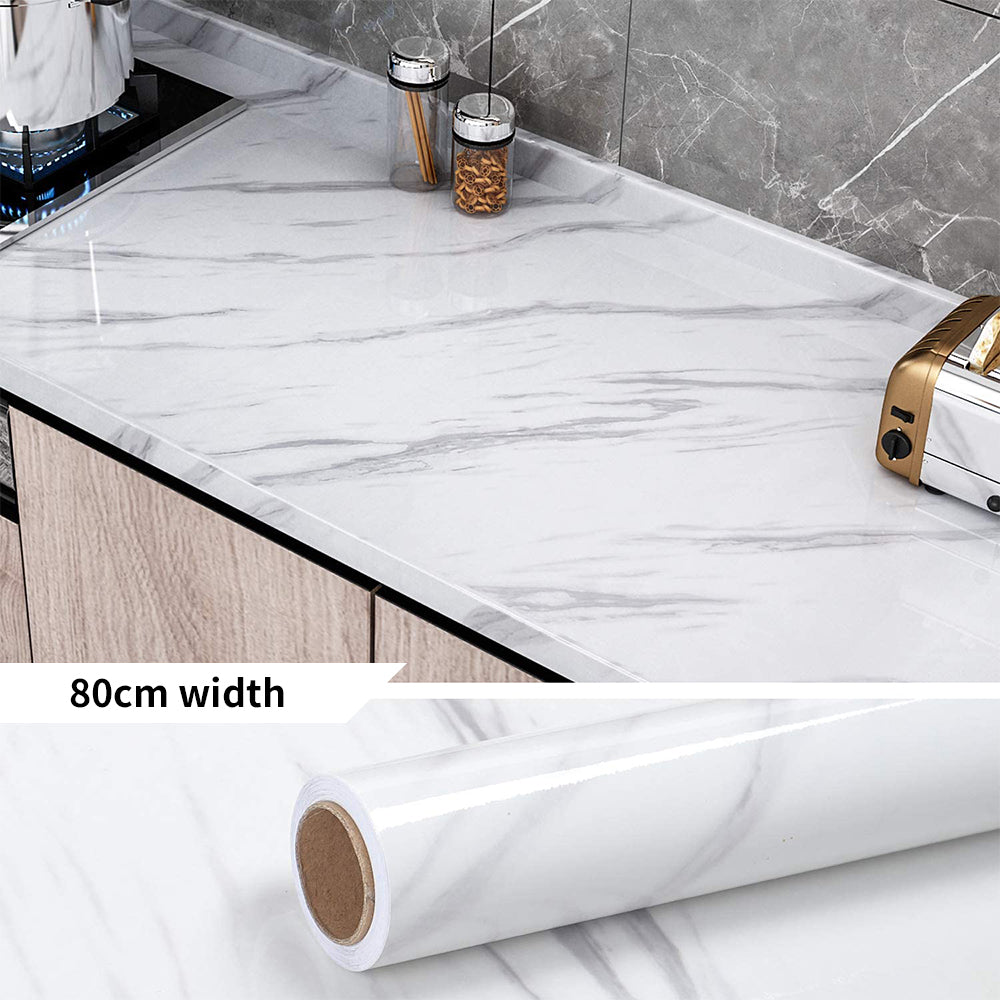 Buy 80cm Wide 5 Meters Long Marble White Vinyl Self Adhesive Contact Paper Wallpaper Online Australia at BargainTown