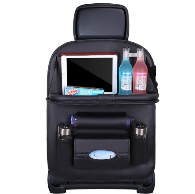 Buy Universal PU Leather Car Back Seat Organiser With Folding Tray Online Australia at BargainTown