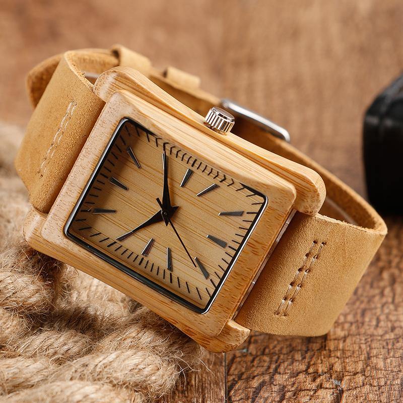 Buy Handmade Genuine Leather Bamboo Watch Online Australia at BargainTown