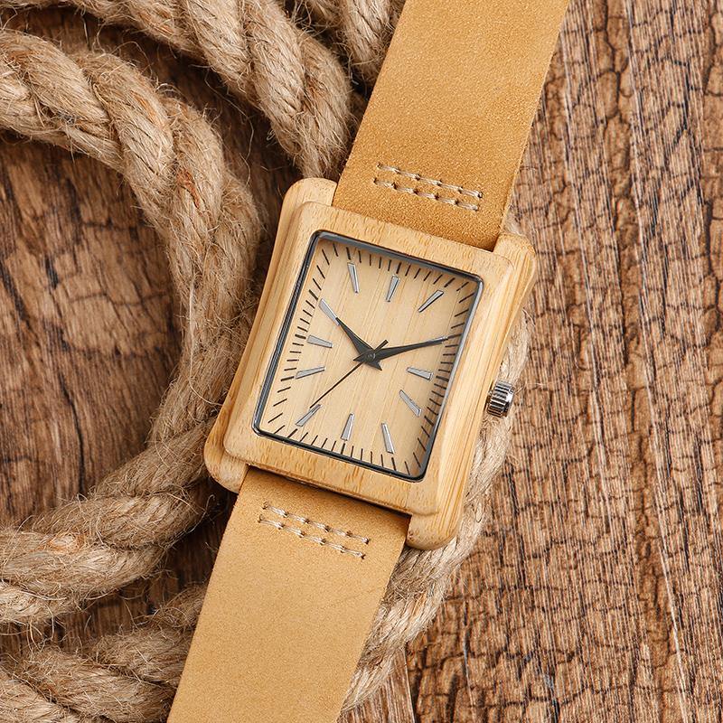 Buy Handmade Genuine Leather Bamboo Watch Online Australia at BargainTown