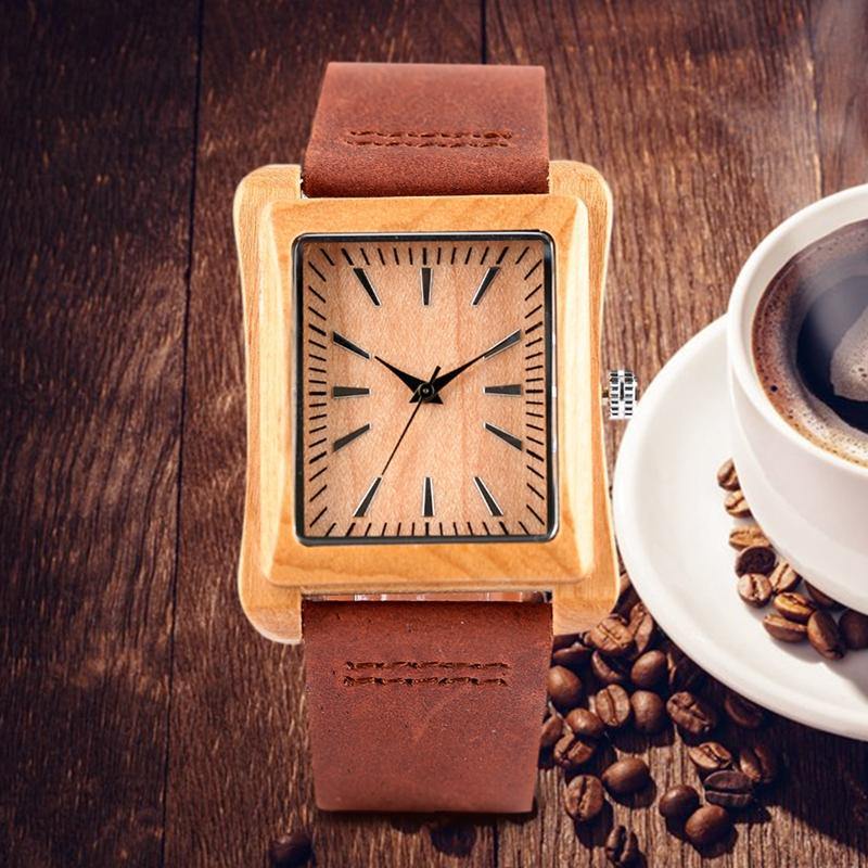 Buy Handmade Genuine Leather Bamboo Watch Online Australia at BargainTown