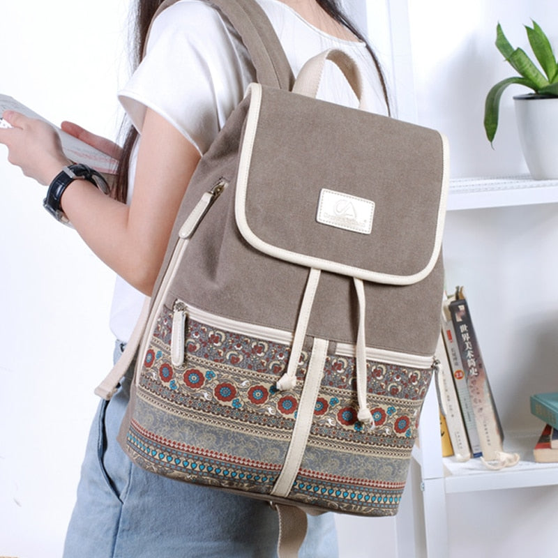 Buy Retro Canvas Student Backpack Online Australia at BargainTown