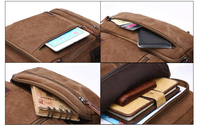 Buy Vintage Canvas Zipper Student Backpack Online Australia at BargainTown