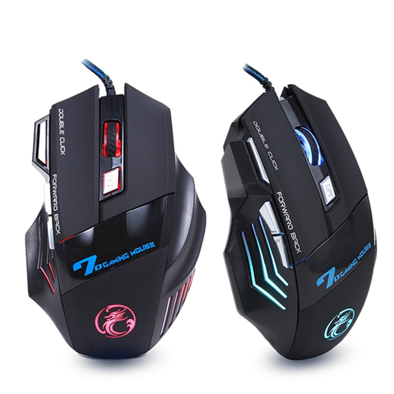 Buy Silent Click 5500 DPI LED Optical Wired Pro Gaming Mouse Online Australia at BargainTown