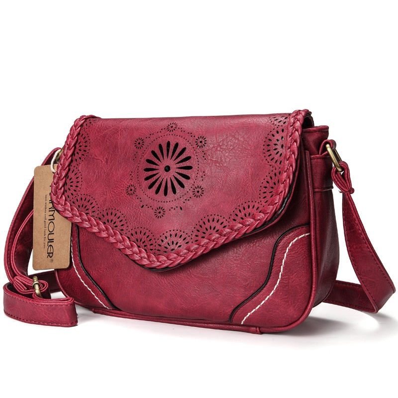 Buy Vintage Leather Hollow Out Crossbody Shoulder Bag Online Australia at BargainTown