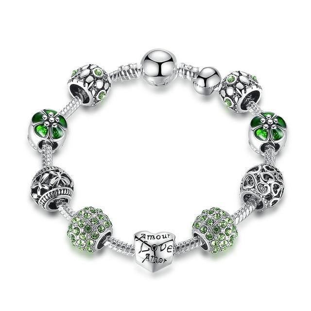 Buy Flower Beads Antique Silver Charm Bracelet Online Australia at BargainTown