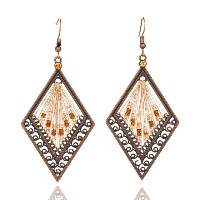 Buy Retro Geometric Thread Drop Earrings Online Australia at BargainTown