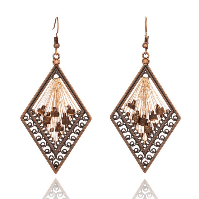Buy Retro Geometric Thread Drop Earrings Online Australia at BargainTown