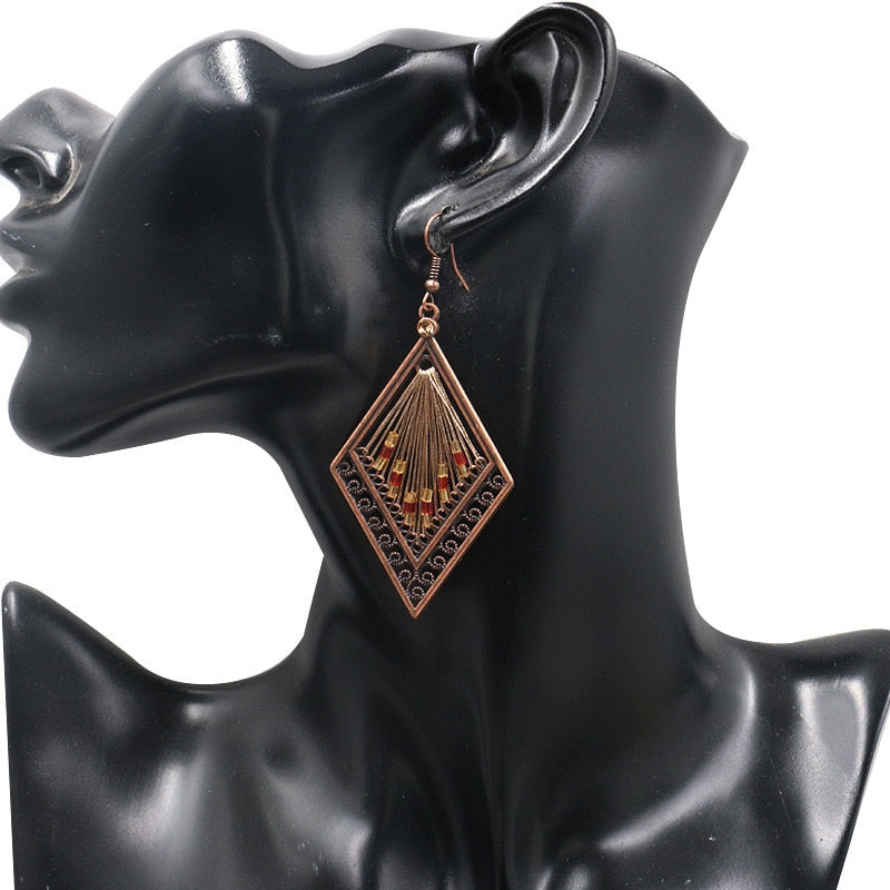 Buy Retro Geometric Thread Drop Earrings Online Australia at BargainTown