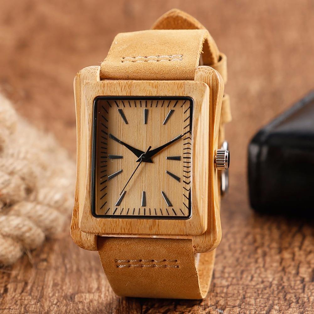 Buy Handmade Genuine Leather Bamboo Watch Online Australia at BargainTown
