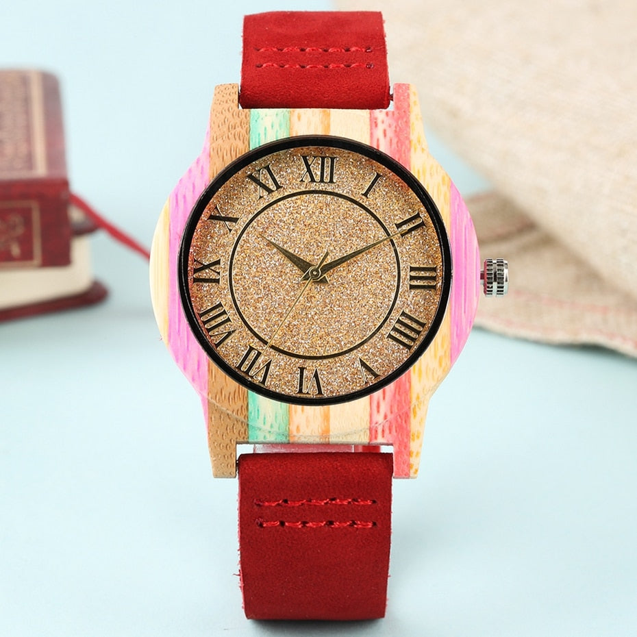 Buy Natural Rainbow Genuine Leather Bamboo Watch Online Australia at BargainTown