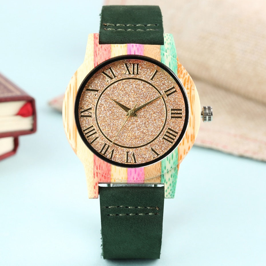 Buy Natural Rainbow Genuine Leather Bamboo Watch Online Australia at BargainTown