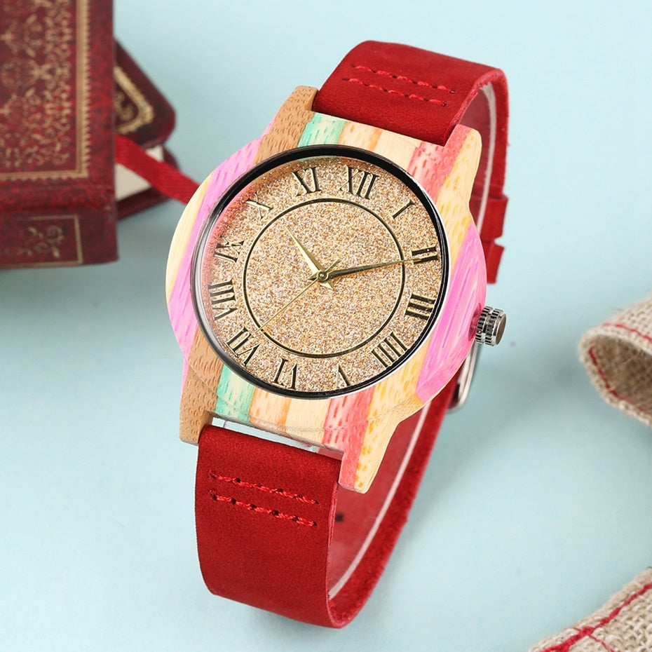 Buy Natural Rainbow Genuine Leather Bamboo Watch Online Australia at BargainTown
