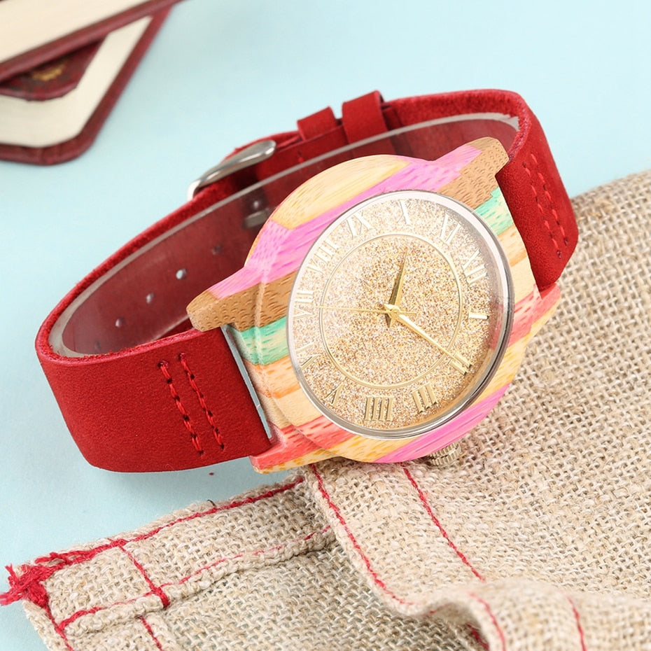 Buy Natural Rainbow Genuine Leather Bamboo Watch Online Australia at BargainTown