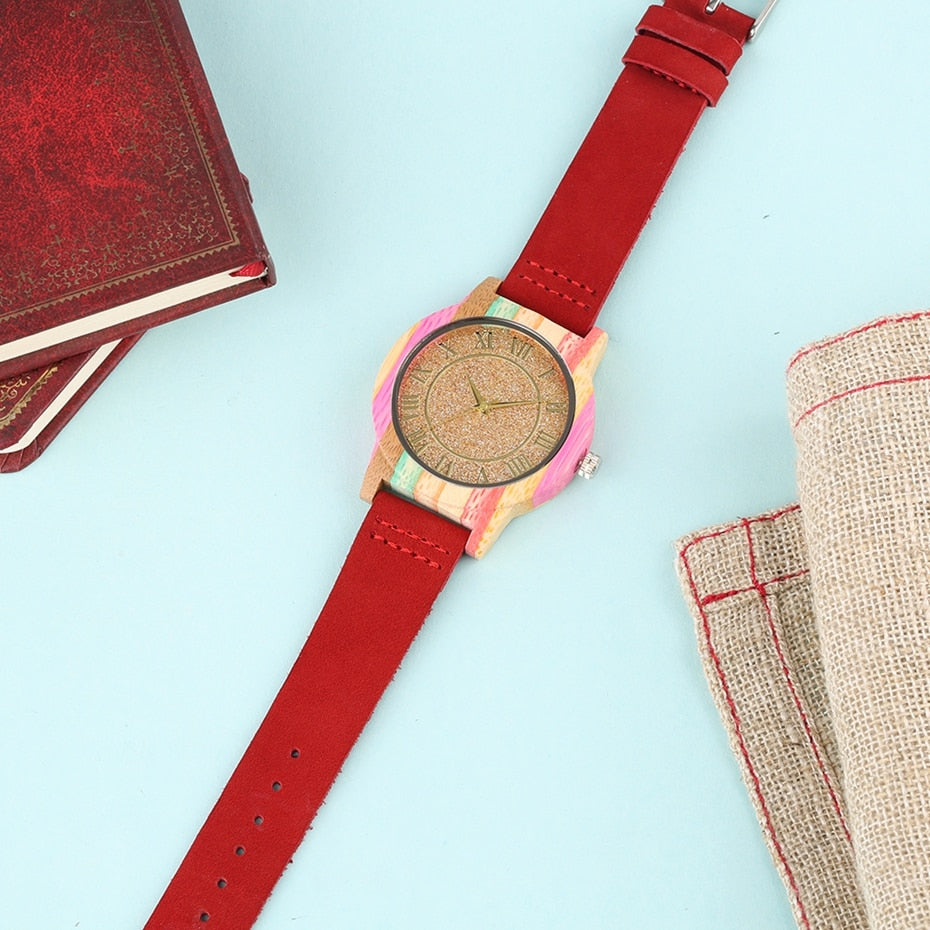 Buy Natural Rainbow Genuine Leather Bamboo Watch Online Australia at BargainTown
