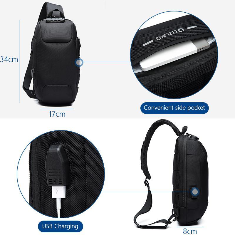 Buy Anti-Theft Lockable Waterproof Travel/Cycling Sling Backpack Online Australia at BargainTown