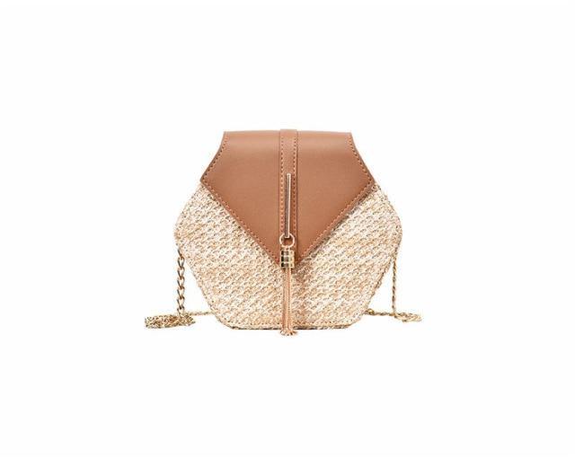Buy Bohemian Hexagon Straw & leather Handbag Online Australia at BargainTown