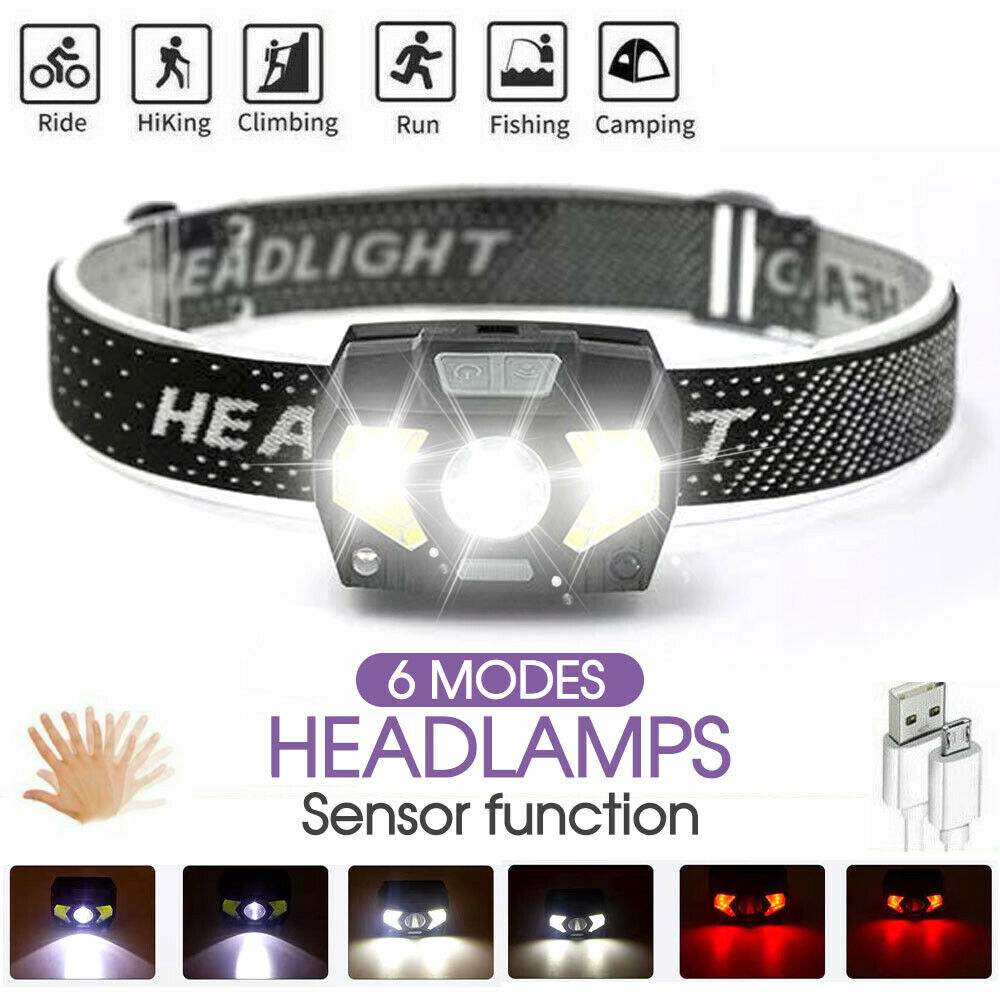 Buy Head Torch LED Headlight COB Camping Headlamp USB Rechargeable Online Australia at BargainTown