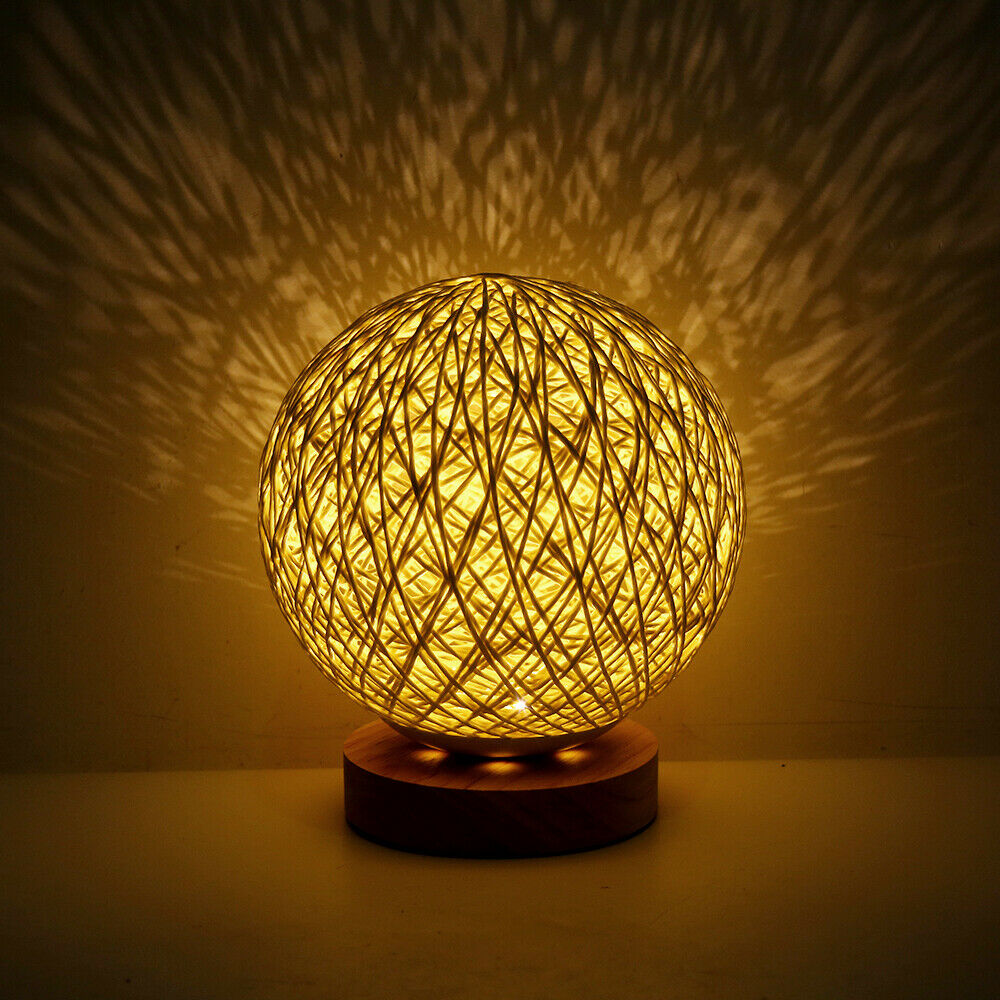 Buy Wooden Rattan LED Table Desk Bedside Night Light Online Australia at BargainTown